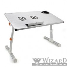 CROWN Столик для ноутбука CMLS-101 (silver) ( 17", активное охлаждение, алюминий, регулировка высота и наклона, размеры панели (Д*Ш): 50*28см, максимальная высота: до 32см)