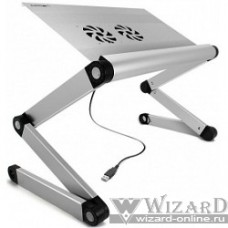 CROWN Столик для ноутбука CMLS-100 ( 17", активное охлаждение, алюминий, регулировка высота и наклона, размеры панели (Д*Ш): 45*28.5см, максимальная высота: 55см) черный