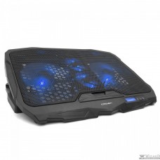 CROWN Подставка для ноутбука CMLS-01 black ( до 17", кулеры: D125mm*2+ D70mm*2,синяя led подсветка, регулятор скорости, 5 уровней наклона Размер 390*280*28мм)