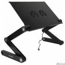 CROWN Столик для ноутбука CMLS-115B ( до 17”, размеры панели (Д*Ш): 42*27.5см, регулируемая высота до 48см, два кулера, питание от USB)