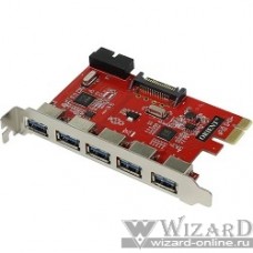 ORIENT VA-3U5219PE OEM Контроллер PCI-Ex, USB 3.0 (USB 3.1 Gen1) 5ext/2int (19-pin) port, VIA VL805+VL813 chipset, разъем доп.питания, oem