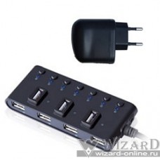 HUB GR-487U(A)B Ginzzu USB 2.0 7 port + adapter