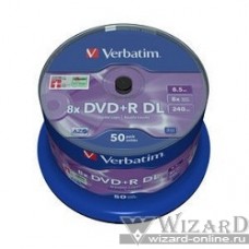 Verbatim Диски DVD+R 8,5 GB 8x CB/50 Double Layer (43758)