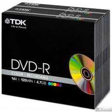 TDK Диски DVD+R 4,7 GB 16x SL/10 Color (DVD+R47SCMIXED10)