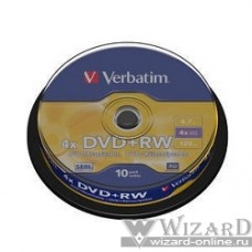 Verbatim Диски DVD+RW , 4.7Gb 4х, 10 шт, Cake Box (43488)