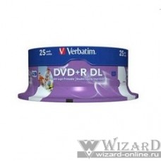 Verbatim Диски DVD+R 8-x, 8.5Gb Printable Double Layer, 25 шт, Cake Box (43667)