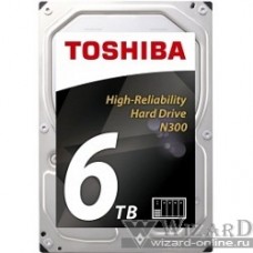 6TB Toshiba N300 (HDWN160UZSVA) {SATA 6.0Gb/s, 7200 rpm, 128Mb buffer, 3.5" для NAS}