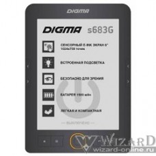 Электронная книга Digma S683G 6" E-ink HD Carta 1024x758 Touch Screen/4Gb/microSDHC/frontlight серый [397357]