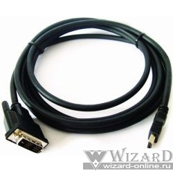 Кабель HDMI-DVI Gembird, 3.0м, 19M/19M, single link, черный, позол.разъемы, экран 