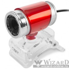 CBR CW 830M Red, Веб-камера с матрицей 0,3 МП, разрешение видео 640х480, USB 2.0, встроенный микрофон, ручная фокусировка, крепление на мониторе, длина кабеля 1,4 м, цвет красный