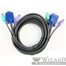 ATEN LIN5-27X6-U21G Шнур, мон+клав+мышь USB/PS2, SPHD=>HD DB15+2xUSB A-Тип + 2x6MINI-DIN, 6xFemale, 8+8 проводов, опрессованный, 0.27 метр., черный, (консольный кабель)