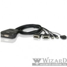 ATEN CS22D-(A7) Переключатель, электрон., KVM, 1 user USB+DVI => 2 cpu USB+DVI, со встр.шнурами USB 2x0.9м., 2048x1536, настол., исп.стандарт.шнуры, без OSD, некаскад.