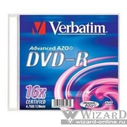 Verbatim Диски DVD-R Verbatim 16-x, 4.7 Gb, (Slim Case)  (отпускать поштучно)