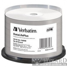 Verbatim Диски CD-R 700Mb 52-x DL+White Wide Thermal Printable Cake Box (50шт) [43756]