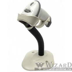 Zebra LS2208  белый {ручной лазерный сканер штрих-кода, USB, CBA-U01-S07ZAR cable, 20-61019-01R Stand}