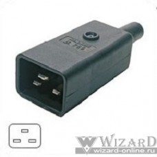 Hyperline CON-IEC320C20 Разъем IEC 60320 C20 220В 16A на кабель, контакты на винтах (плоские выступающие штыревые контакты в пластиковом обрамлении), прямой
