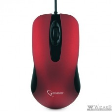 Gembird MOP-400-R красный USB {Мышь, бесшумный клик, 2 кнопки+колесо кнопка, 1000 DPI, soft-touch, кабель 1.45м, блистер}