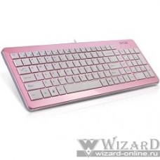 Клавиатура DELUX "DLK-1500" Ultra-Slim, ММ, USB (розово-белая)