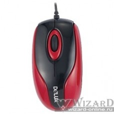 Мышь DELUX "DLM-363B" опт.,mini, 800dpi, USB (2 кнопок+скролл), черно-красная