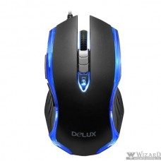 Мышь DELUX "M-556" , опт., (600/1000/1600 DPI), USB, (5кн+скролл), черно-синяя, с подсветкой