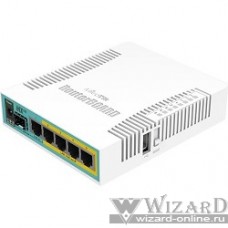 MikroTik RB960PGS hEX PoE Роутер 5x Ethernet, 1х SFP, раздача PoE hEX PoE with 800MHz CPU, 128MB RAM, 5x Gigabit LAN (four with PoE out), USB, RouterOS L4, plastic case and PSU