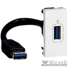 Legrand 078746 Розетка USB Mosaic 1 модуль, оборудована шнуром, белая