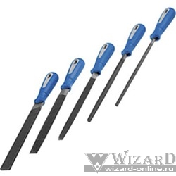 Набор ЗУБР: Напильники "ЭКСПЕРТ" с двухкомп ручкой, плоский, полукруглый, трехгранный, квадратный, круглый, №2, 250мм 