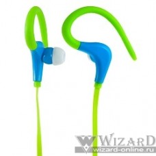 Perfeo PF-FNS-GRN/BLU наушники внутриканальные с креплением за ухом спортивные FITNESS зелёные/синие