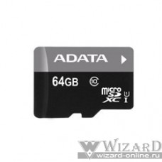 Micro SecureDigital 64Gb A-DATA AUSDX64GUICL10-RA1 {MicroSDXC Class 10 UHS-I, SD adapter}