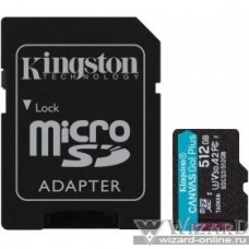 Флеш карта microSD 512GB Kingston microSDXC Class 10 UHS-I U3 V30 Canvas Go Plus (SD адаптер) 170MB/s