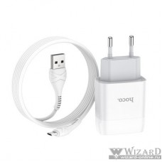 HOCO HC-13063 C73A/ Сетевое ЗУ + Кабель Micro 1m/ 2 USB/ Выход: 12W/ White
