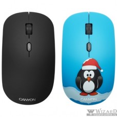 CANYON CND-CMSW401PG {wireless Optical Mouse with 4 buttons, DPI 800/1200/1600, 1 additional cover(Penguin), black, 103*58*32mm, 0.087kg, 2.4GHz}