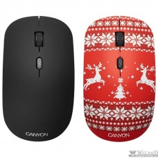 CANYON CND-CMSW401JR {wireless Optical Mouse with 4 buttons, DPI 800/1200/1600, 1 additional cover(Jersey Red), black, 103*58*32mm, 0.087kg, 2.4GHz}