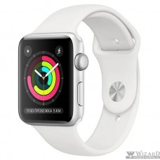 Apple Watch Series 3, 38 мм, корпус из серебристого алюминия, спортивный ремешок белого цвета [MTEY2RU/A]