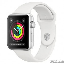 Apple Watch Series 3, 38 мм, корпус из серебристого алюминия, спортивный ремешок белого цвета 