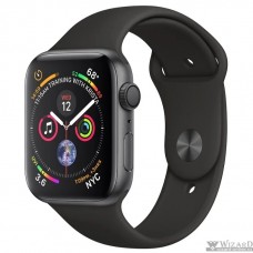 Apple Watch Series 4, 40 мм, корпус из алюминия цвета «серый космос», спортивный ремешок чёрного цвета [MU662RU/A]