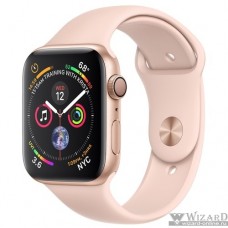 Apple Watch Series 4, 40 мм, корпус из алюминия золотого цвета, спортивный ремешок цвета «розовый песок» [MU682RU/A]