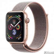 Apple Watch Series 4, 44 мм, корпус из алюминия золотого цвета, спортивный браслет цвета «розовый песок» [MU6G2RU/A]