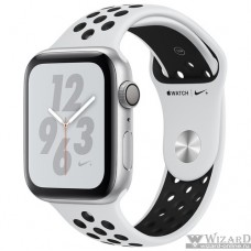 Apple Watch Nike+ Series 4, 40 мм, корпус из алюминия серебристого цвета, спортивный ремешок Nike цвета «чистая платина/чёрный» [MU6H2RU/A]