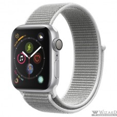 Apple Watch Series 4, 44 мм, корпус из алюминия серебристого цвета, спортивный браслет цвета «белая ракушка» [MU6C2RU/A]