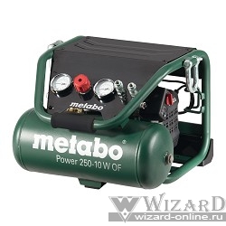 Metabo Power 250-10 W OF Компрессор  { безм.1.5кВт,10л,110/м, вес 21 кг }