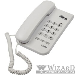 RITMIX RT-320 white проводной телефон {повторный набор номера, настенная установка, регулятор громкости звонка}