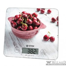 Весы кухонные VITEK VT-8002, стекло, 10 кг, рисунок-черешня