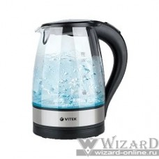 VITEK VT-7008(TR) Чайник, 2200Вт, черый 1.7 л., материал корпуса стекло.