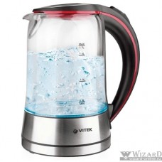 Чайник VITEK VT-7009(TR) 2200 Вт, 1,7 л, стекло, дисковый, внутренняя подсветка корпуса