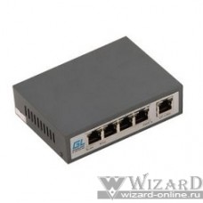 GIGALINK GL-SW-F001-04P Коммутатор, неуправляемый, 4 PoE (802.3af/at) порта 100Мбит/с, 1 Uplink порт 100Мбит/с, 60Вт