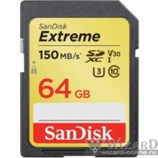 Sandisk Карта памяти SanDisk Extreme SDXC Card 64GB 150MB/s V30 UHS-I U3 SDSDXV6-064G-GNCIN