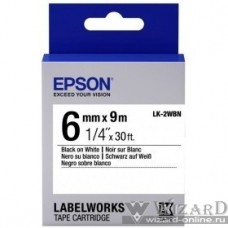 Epson Картридж с лентой C53S652003 Tape 6мм/9м, бел./черн. - LK2WBN