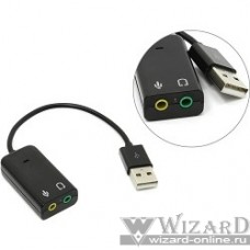ORIENT Адаптер с кабелем AU-01S, USB to Audio, 2 x jack 3.5 mm для подключения гарнитуры к порту USB, черный
