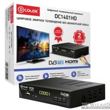 Ресивер DVB-T2 D-Color DC1401HD черный {Ali 3812, maxliner 608, RCA, HDMI, USB }